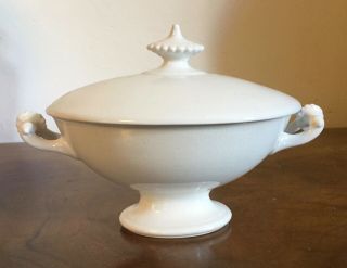 Antique 19th C.  English Ironstone White Porcelain Sauce Tureen & Cover
