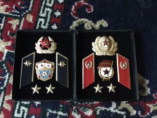 Soviet Russian Army Military Officers Uniform Hat/lapel Pin Badge In Display Box