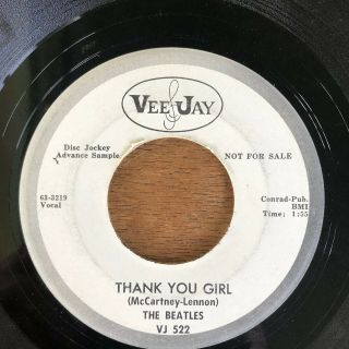 Rare Wlp Promo 45 The Beatles From Me To You / Thank You Girl Vee Jay 522 Vg -