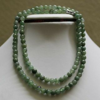 100 Natural Jade Grade A Untreated Oily Green Jadeite Necklace 5.  2mm 19 "