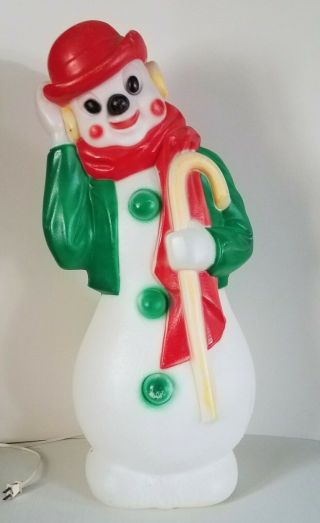 Vintage Empire Christmas Blow Mold Snowman With Derby Hat Lighted 34 "