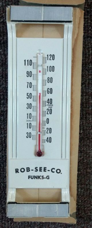 Vintage Funks " G " Rob - See - Co Hybrids Metal Thermometer