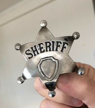Vintage Metal " Sheriff " Badge - 6 Pointed Star - Toy Costume 2.  5 "