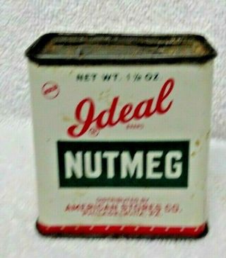 Ideal Nutmeg White Red And Green Spice Tin