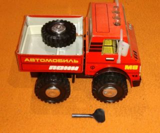 Vintage Collectible USSR Russian Soviet Die - Cast Wind Up Tin Cargo Truck Toy 2