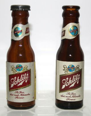Schlitz Brewing Co. ,  Milwaukee,  Wi.  Miniature S & P Shaker Beer Bottles 1950 