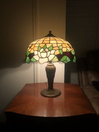Miller Water Lilly Leaded Stained Glass Lamp Handel Tiffany Era