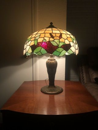 Miller Water Lilly Leaded Stained Glass Lamp Handel Tiffany Era 2