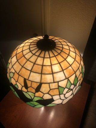 Miller Water Lilly Leaded Stained Glass Lamp Handel Tiffany Era 3
