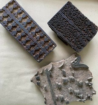 Antique India Wood Block Stamps For Wallpaper Or Fabric Batik