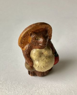 Japanese Vintage Tanuki Raccoon Dog Clay Figurine Rare Japan T24