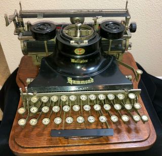 Hammond Multiplex Antique Typewriter Keyboard Wooden Box Vintage