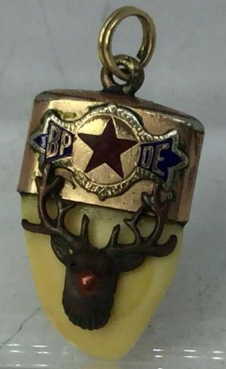 Vintage Elks Lodge Gold Filled Elk Tooth Pendant Fob