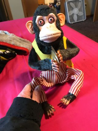 VINTAGE 1950s DAISHIN Musical Jolly Chimp Cymbal Monkey Toy 3