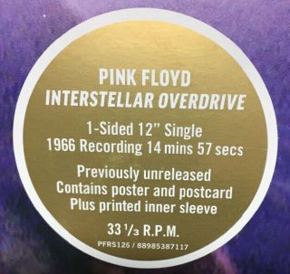Pink Floyd “Interstellar Overdrive” 12” Single - Vinyl,  Poster,  Postcard 2017 RSD 3
