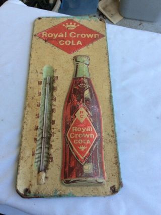 Vintage 1940s Rc Cola Royal Crown Soda Advertising Thermometer Sign