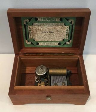 Vintage Thorens Wood Music Box Plays Lara 