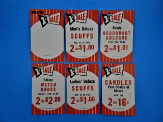 6 Vintage Rexall Drug Store 1 Cent Store Cardboard Display Sign