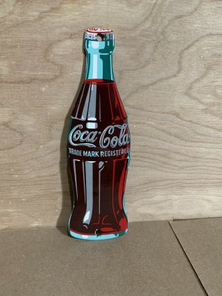 Coca Cola Coke Bottle Die - Cut Porcelain Sign