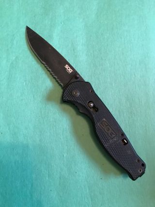 Sog Flash Ii Black Partially Serrated Assisted Opening Pocket Knife