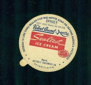 1940s Sealtest Ice Cream Dixies Lid Twentieth Century Fox Betty Grable In Miami
