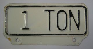 Vintage 50s 1 Ton Topper License Plate Tag Truck Pick - Up Add - On Ford Chevy Dodge