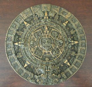 Vintage Aztec Solar Sun Mayan Calendar Wall Plaque Tenochtitlan Mesoamerican Art