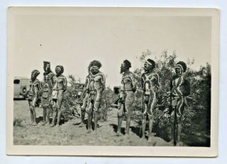 1936 Scarce Photo Group Of Tribal Aborigines Corroboree Alice Springs N.  T.  G15