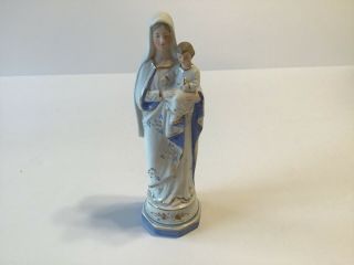 Vintage German Porcelain Mary With Baby Jesus Figurine Statue