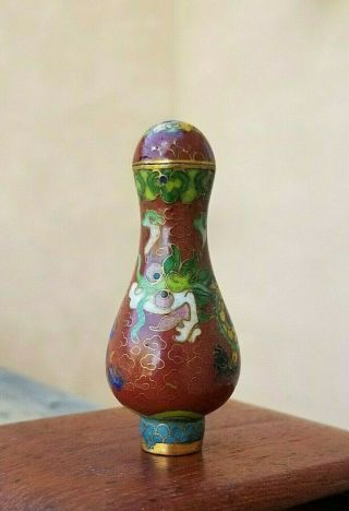 Antique Chinese Cloisonne Snuff Bottle Dragon,  19th/20th C.