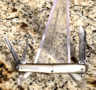 Rare Antique Robeson Cutlery Co.  Mother - Of - Pearl Multi Tool Knife