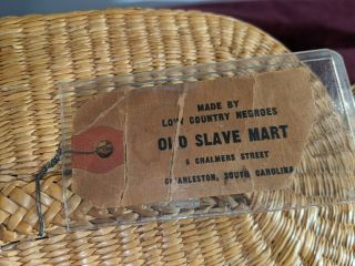 Antique Old Slave Market Charleston Sc Sweetgrass Baskets W/ Slave Market Tag