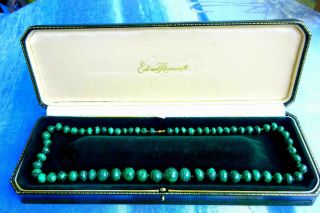 Vintage Ede And Ravenscroft Dark Green Malachite Necklace Boxed 22 " Jewellery