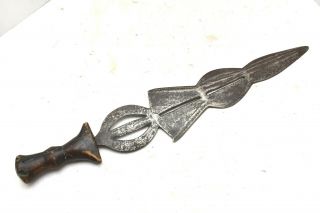 Antique African Ngombe Long Sword Saber 22 " Long Africa Tribal Art Weapon Vtg
