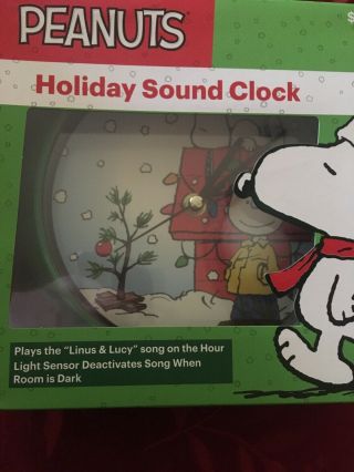 Nib Peanuts Holiday Sound Clock - Plays " Linus & Lucy " Song - Battery Operated