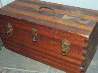 Wood Tackle Box Hand Made Arts Crafts Antique Vintage Primitive Carpenter Tool