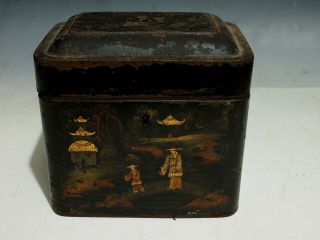 Antique Early 19th Century English Toleware Japanned Tea - Caddy