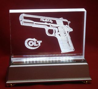 Colt Firearms 1911 80 Series Paperweight With Lighted Base