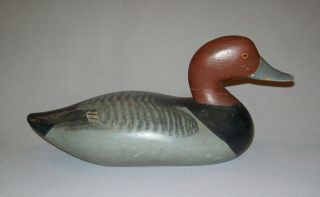 Old Vtg Mid 20th C 1950s R Madison Mitchell Carved Wooden Duck Decoy Redhead