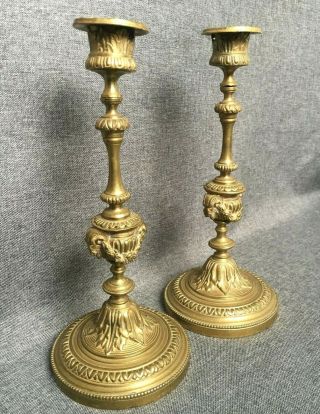 Antique French Candlesticks 19th Century Bronze Louis Xvi Style Rams