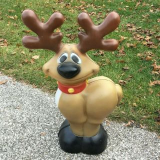 Vintage General Foam Blowmold Smiling Reindeer Christmas Yard Decor 27 " Happy