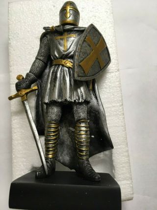 Knights Templar With Sword Statue Sculpture,  L: 5 " X W: 3.  5 " X H: 9 "