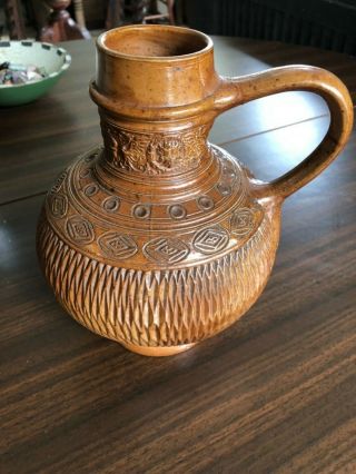 Antique 19th C German Salt Glaze Stoneware Beer Pitcher