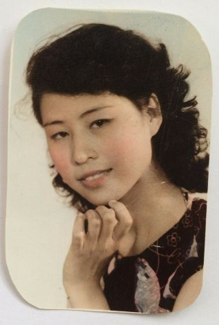 Hand Colored Chinese Woman Girl Photo 1980s