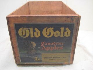 Vintage Wood - Wooden Gold Canadian Apples Ship Boat Fruit Box Rail Road Crate