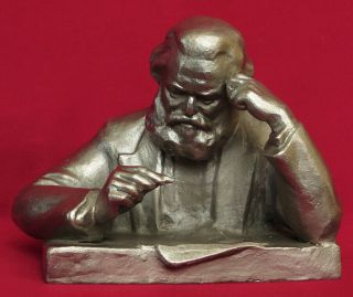 Soviet Metal Bust Statue Karl Marx Sc.  Mogilevsky Sculpture Russian Ussr Vintage
