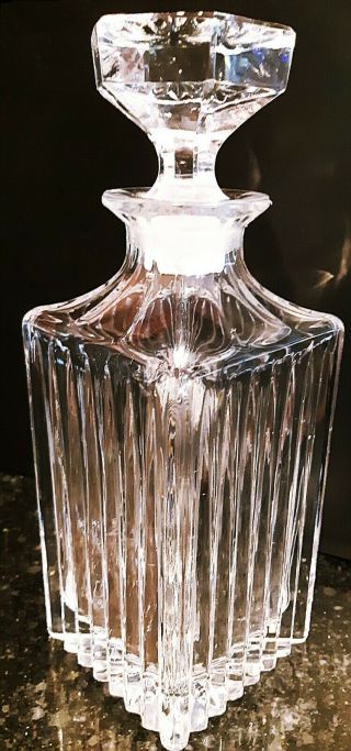 Vintage Crystal Ribbed Decanter Art Deco Style