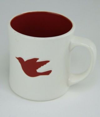 Starbucks White W/ Red Embossed Peace Dove Cardinal Bird Mug Big 12oz 2008