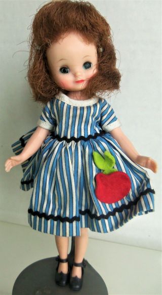 Vintage 8 " Tiny Betsy Mccall Doll 1st Issue Wearing School Girl Apple Dress