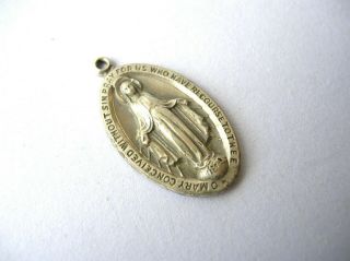 Sterling Silver Catholic Medal Mary Pray For Us,  925 Silver Pendant
